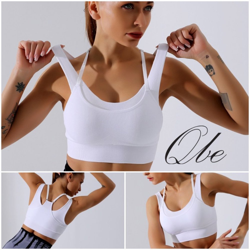 Qbe 2 pcs Women Yoga Workout Seamless Bra Crop Top
